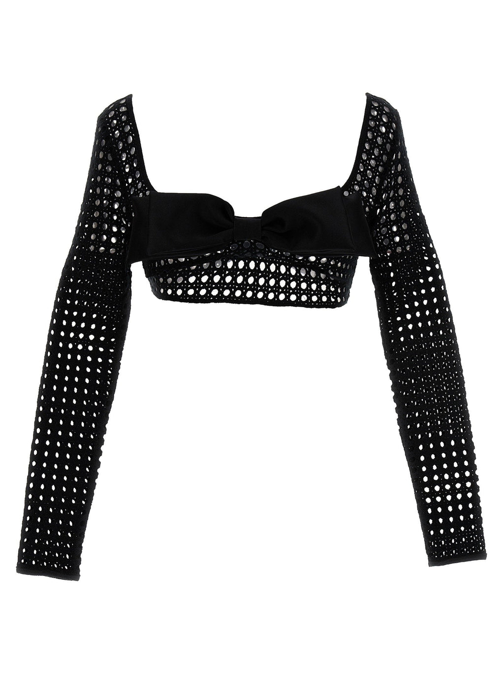 Giambattista Valli Macramé Bow Blouse — Black