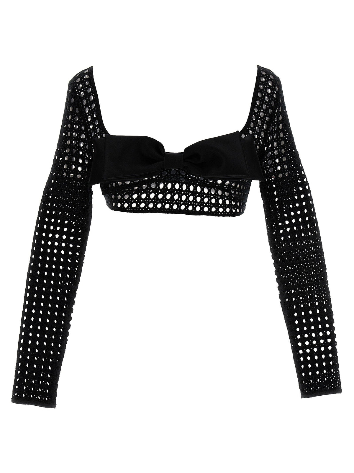 Giambattista Valli Macramé Bow Blouse — Black