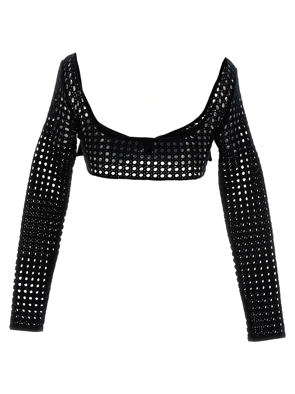 Giambattista Valli Macramé Bow Blouse — Black
