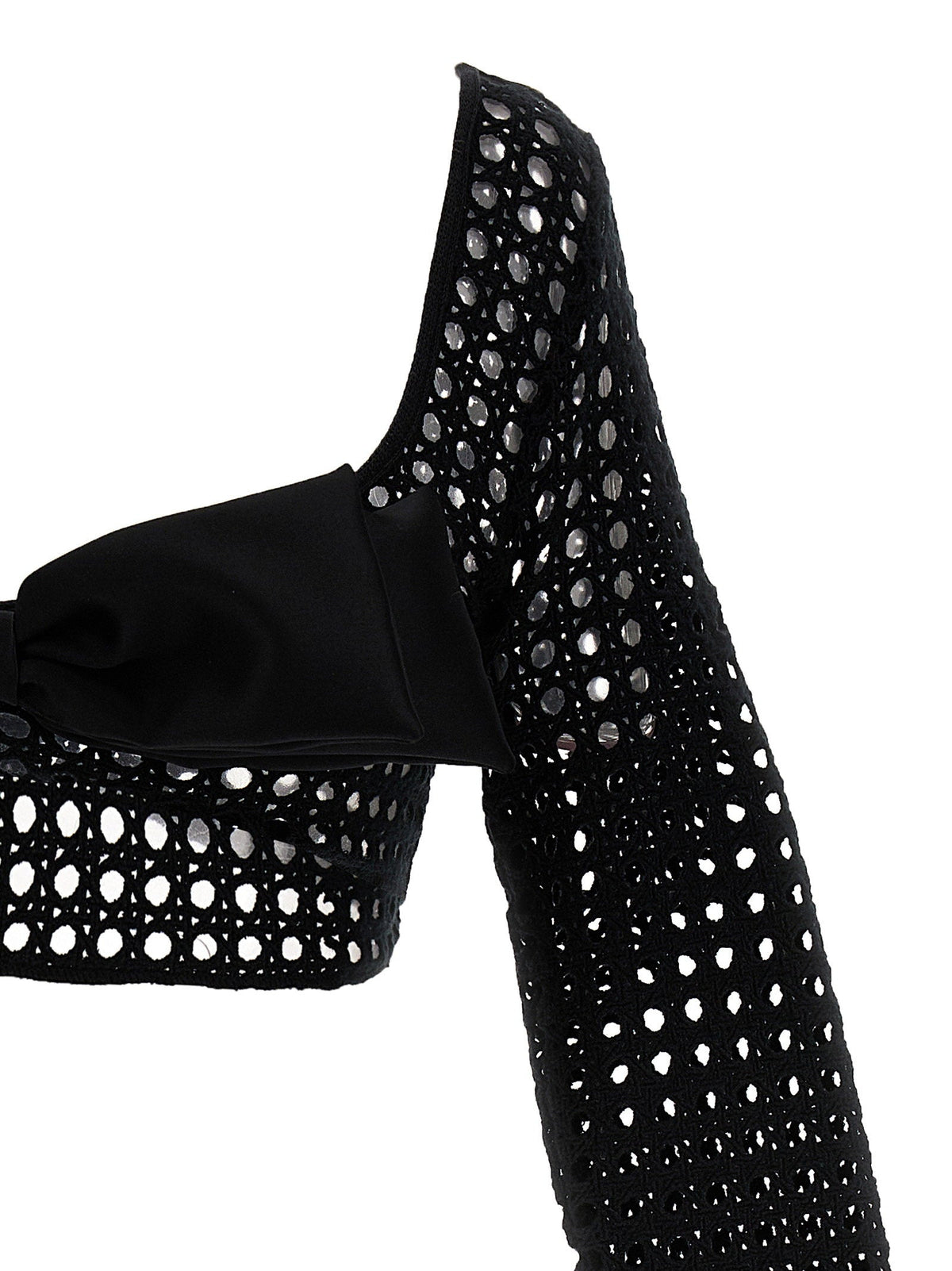 Giambattista Valli Macramé Bow Blouse — Black