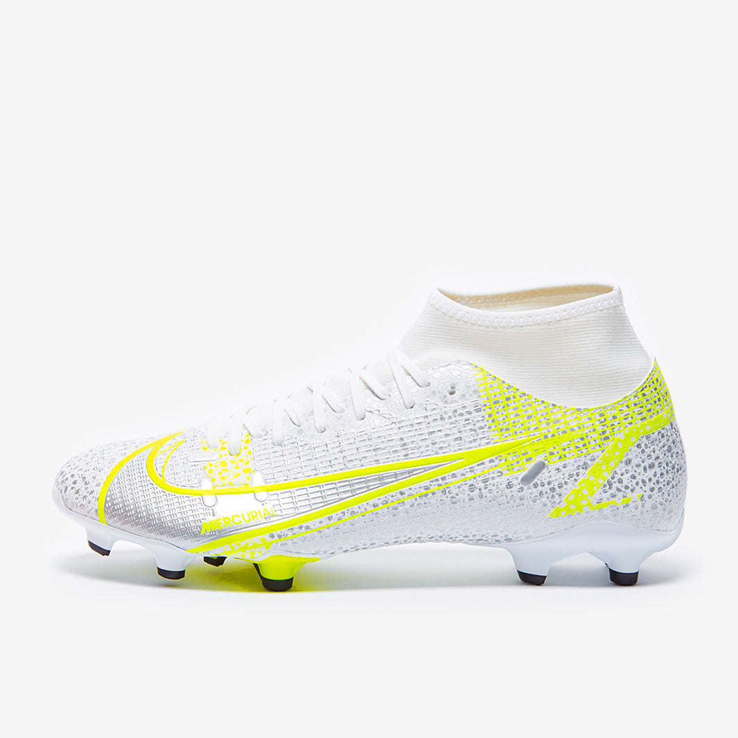 Nike Mercurial Superfly VIII Academy FG/MG - White/Black-Metallic Silver-Volt