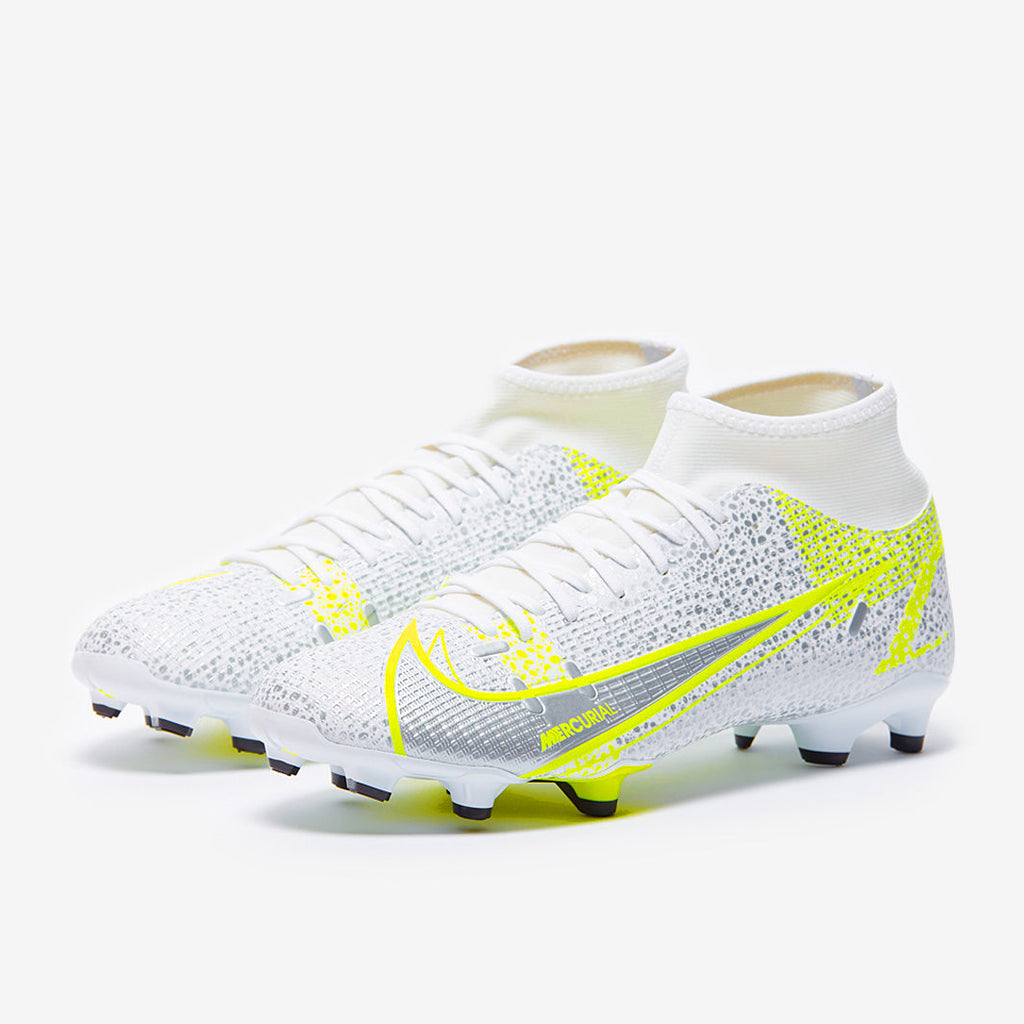 Nike Mercurial Superfly VIII Academy FG/MG - White/Black-Metallic Silver-Volt