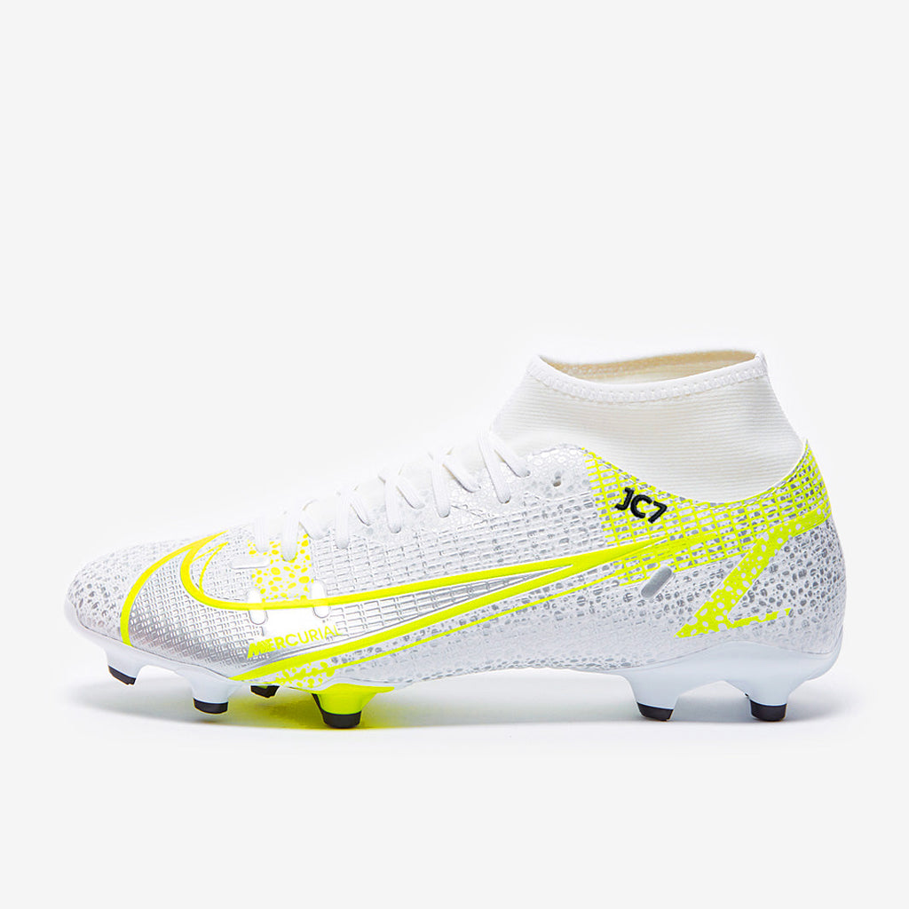 Nike Mercurial Superfly VIII Academy FG/MG - White/Black-Metallic Silver-Volt