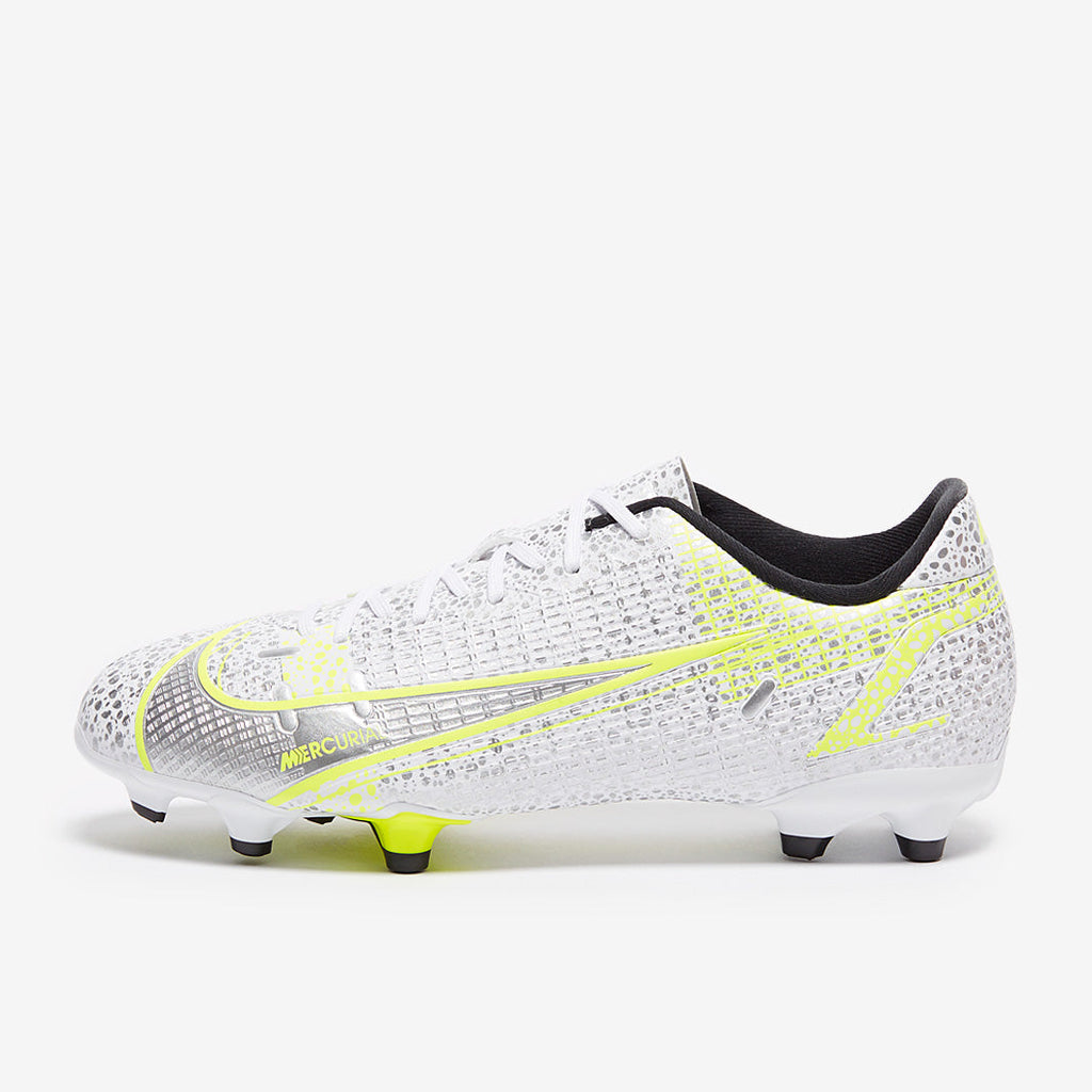 Nike Kids Mercurial Vapor XIV Academy FG/MG - White/Black-Metallic Silver-Volt
