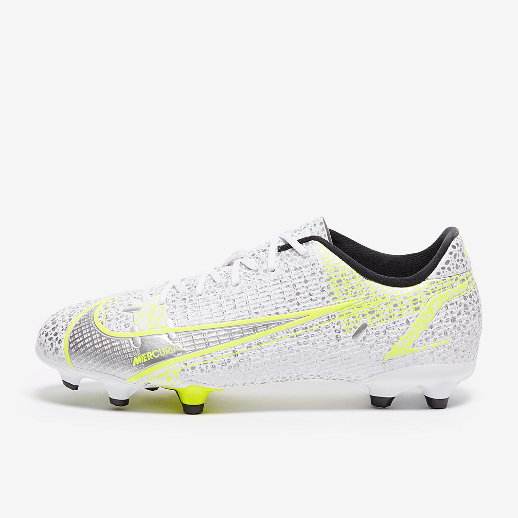 Nike Kids Mercurial Vapor XIV Academy FG/MG - White/Black-Metallic Silver-Volt