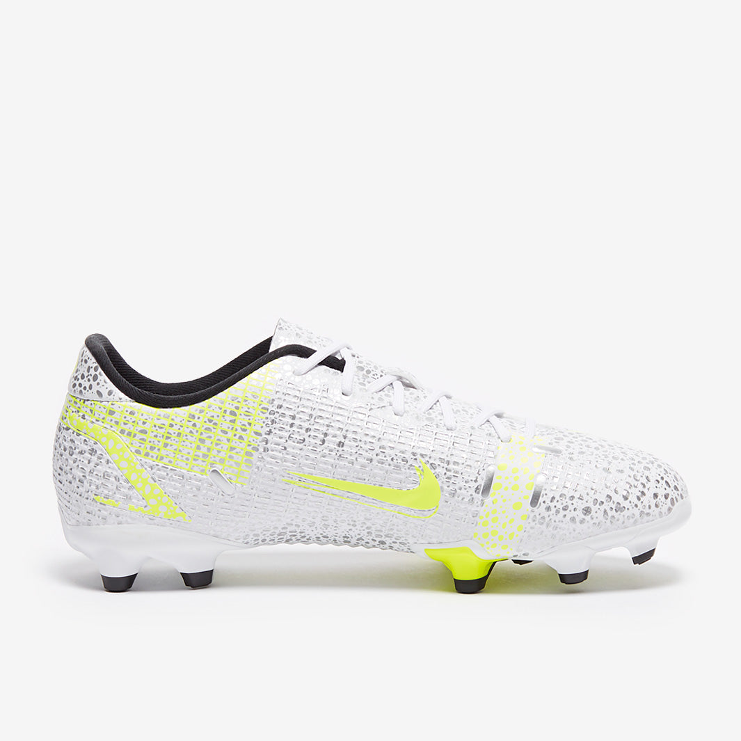 Nike Kids Mercurial Vapor XIV Academy FG/MG - White/Black-Metallic Silver-Volt
