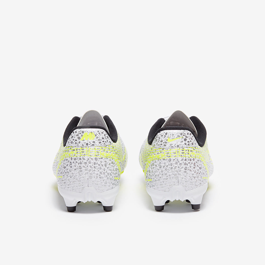 Nike Kids Mercurial Vapor XIV Academy FG/MG - White/Black-Metallic Silver-Volt