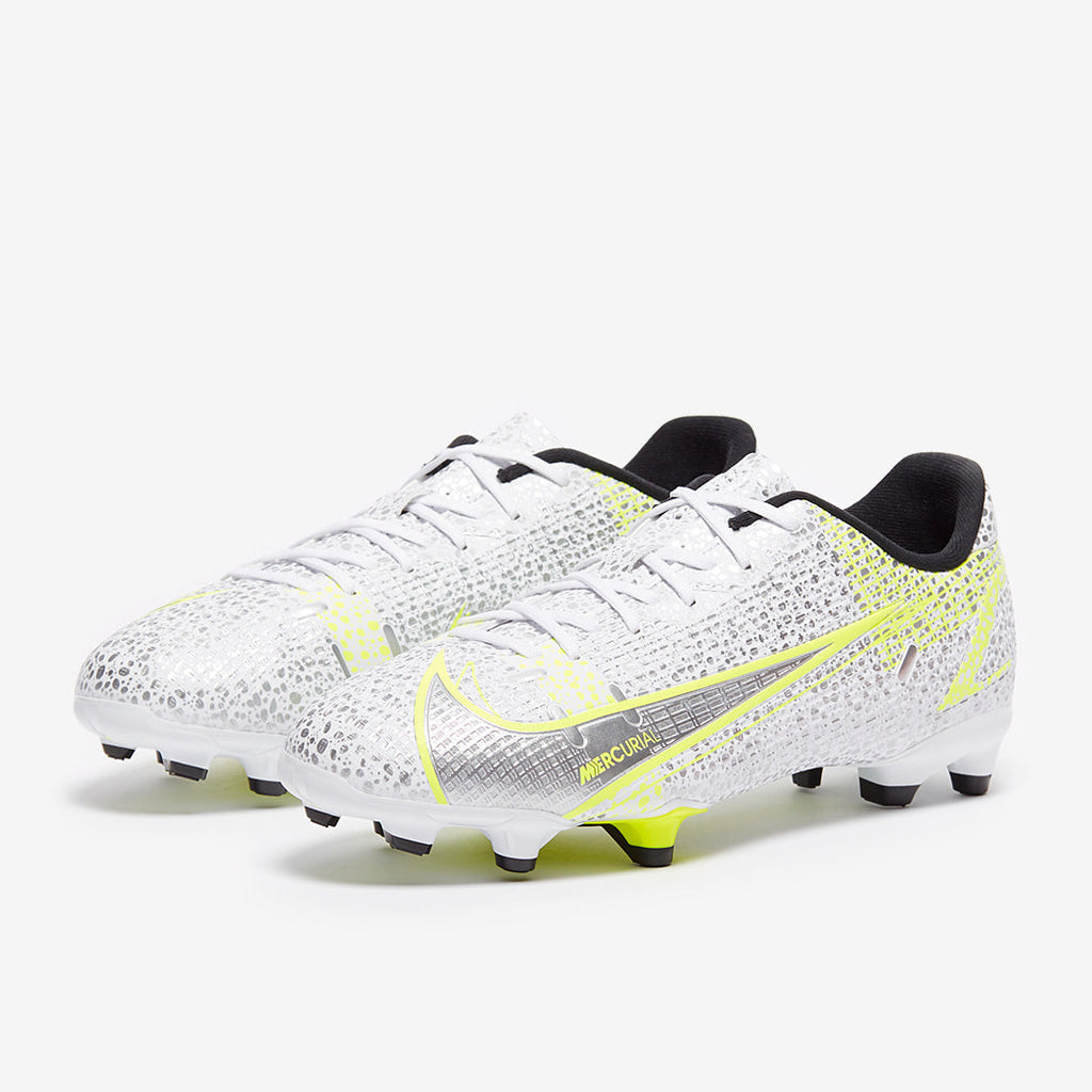 Nike Kids Mercurial Vapor XIV Academy FG/MG - White/Black-Metallic Silver-Volt