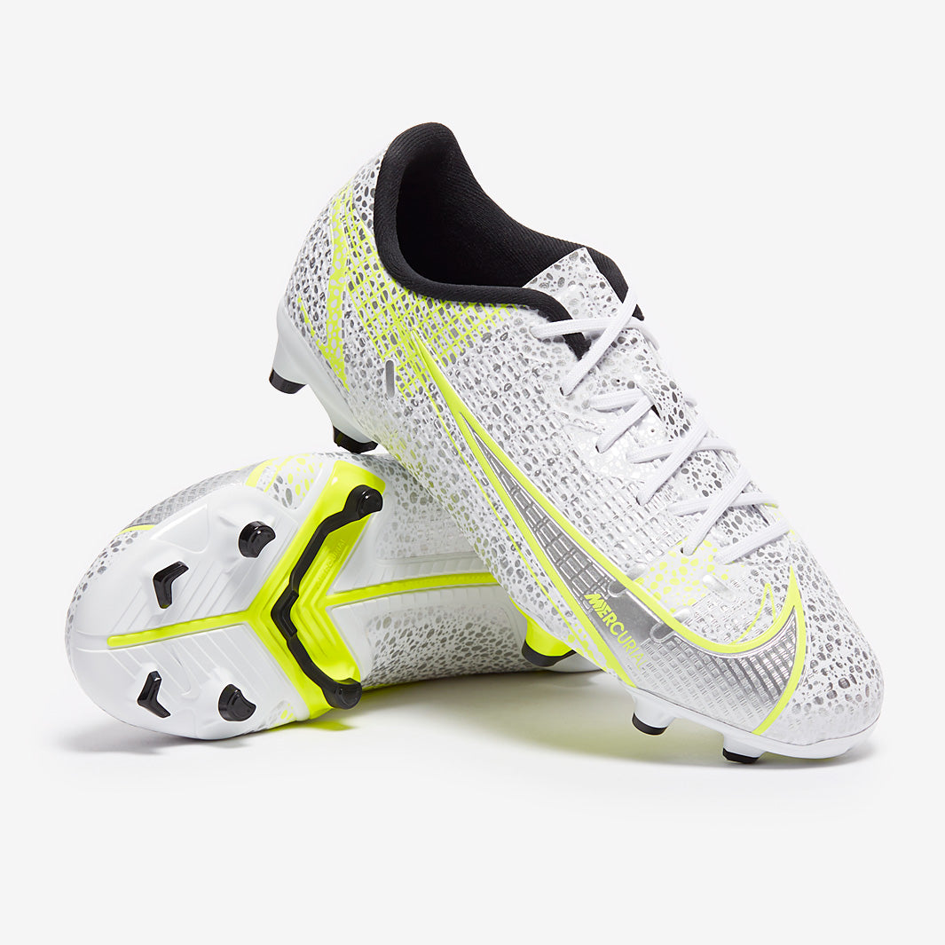 Nike Kids Mercurial Vapor XIV Academy FG/MG - White/Black-Metallic Silver-Volt