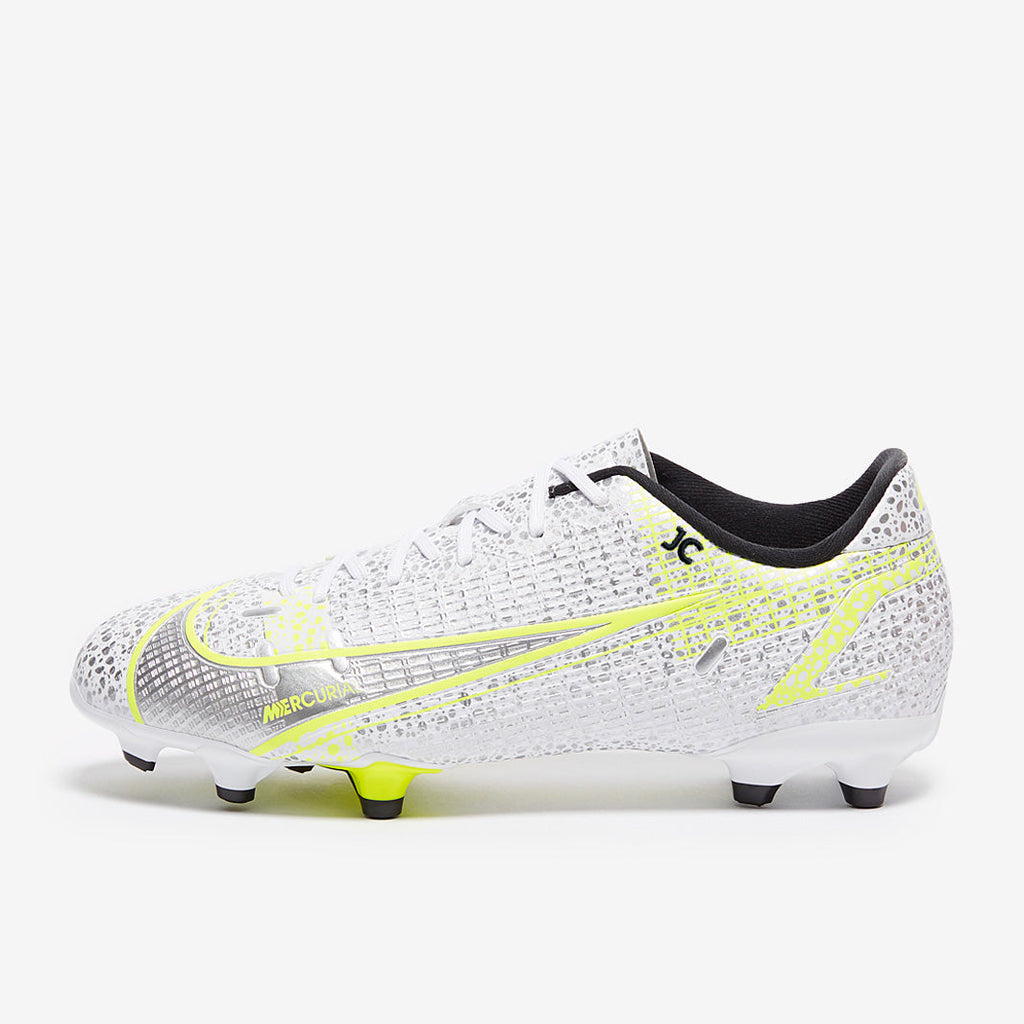 Nike Kids Mercurial Vapor XIV Academy FG/MG - White/Black-Metallic Silver-Volt