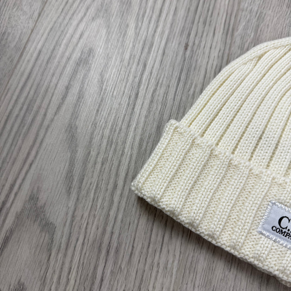 CP Company Patch Beanie - Gauze White