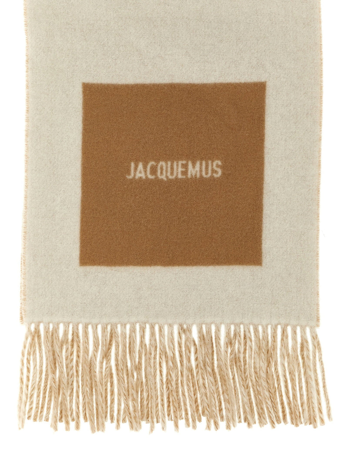 Jacquemus Virgin Wool Colorblock Scarf — Cream