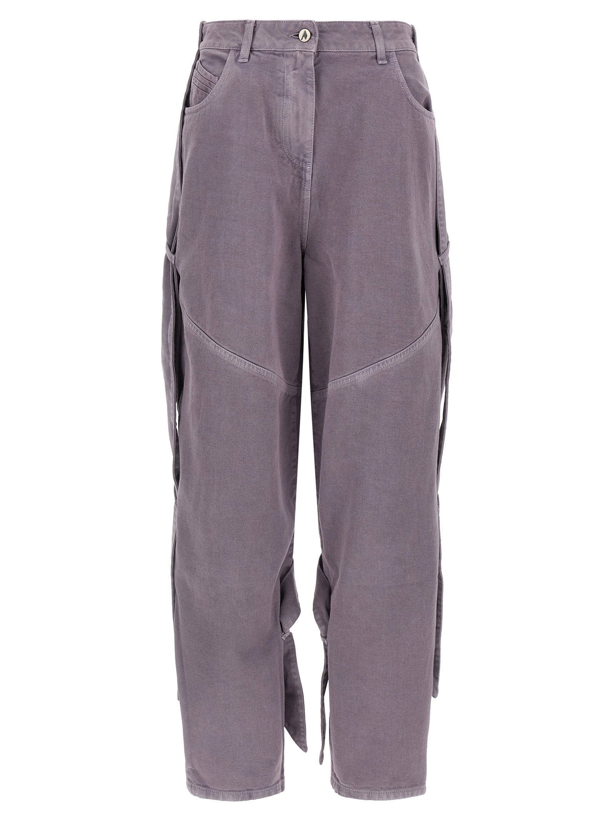 The Attico Garment-Dyed Cotton Jeans — Mauve