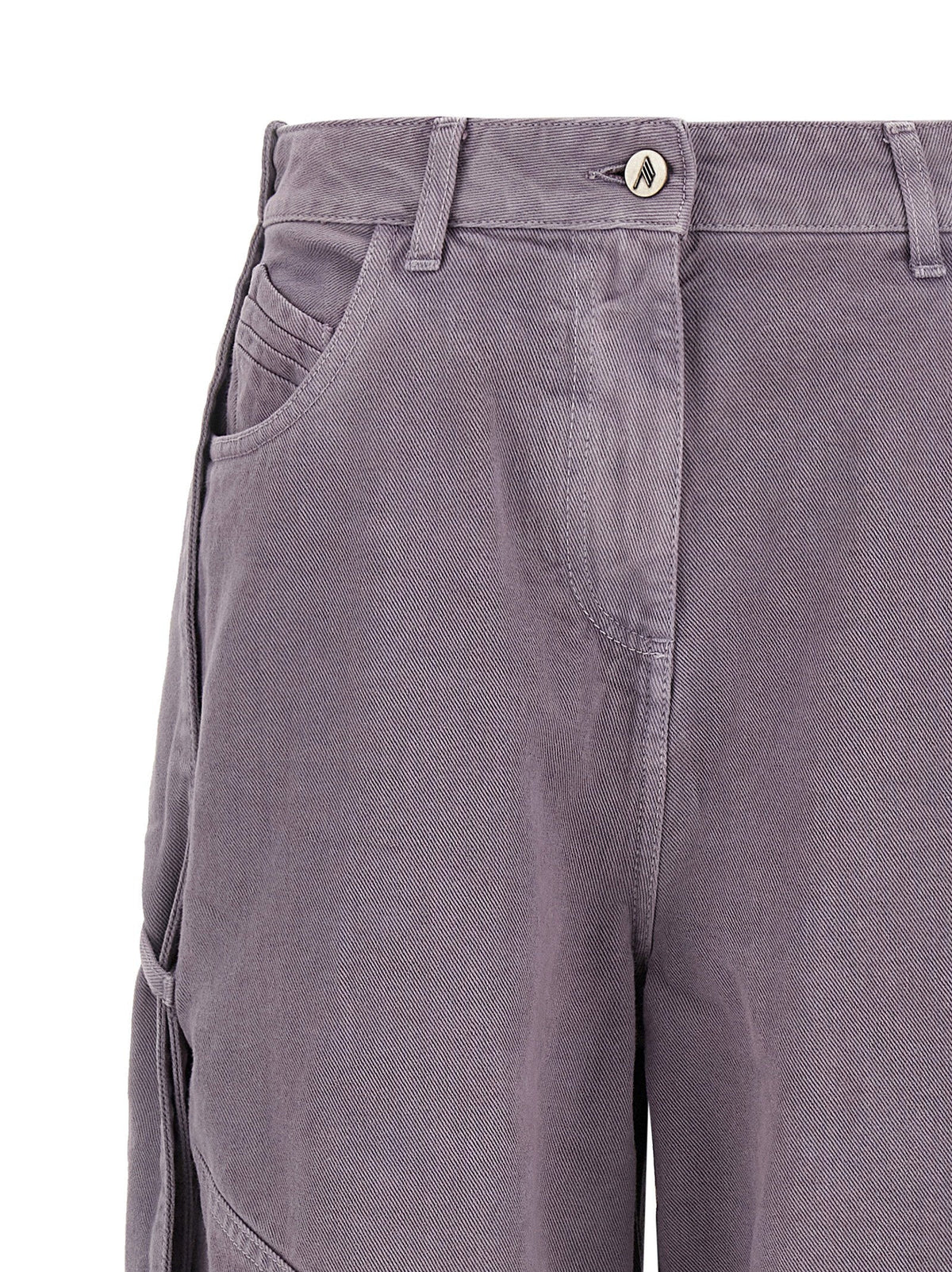 The Attico Garment-Dyed Cotton Jeans — Mauve