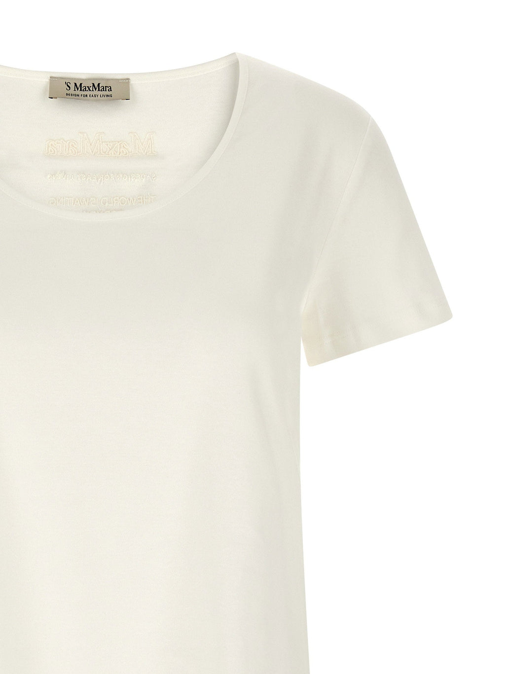 Max Mara 'S Embroidered Cotton Jersey T-Shirt — Cream