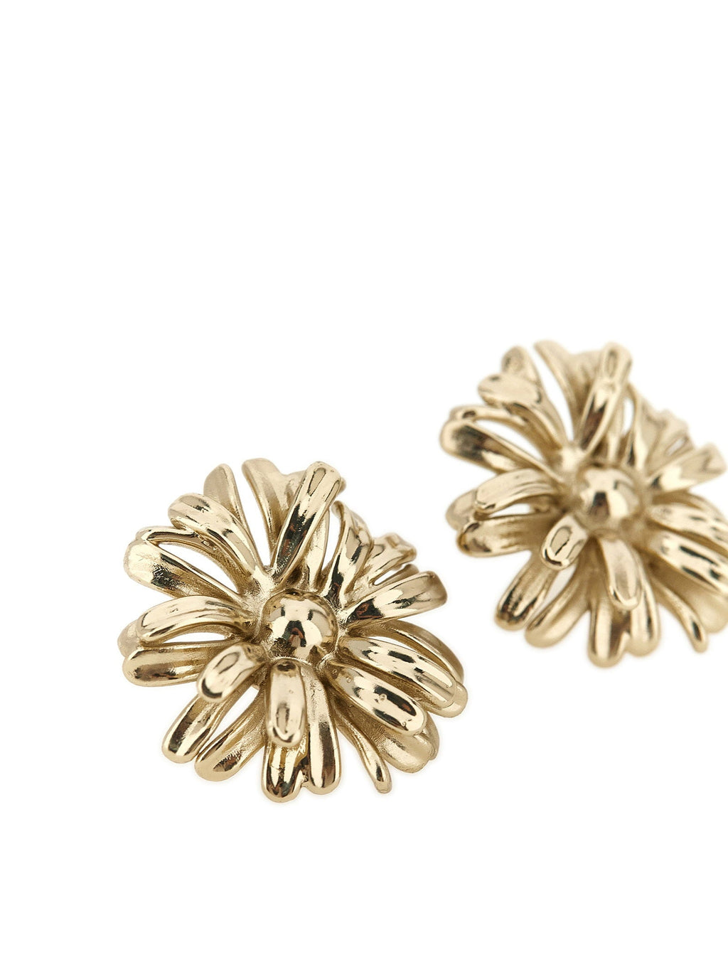 Dries Van Noten Sculptural Flower Earrings — Gold
