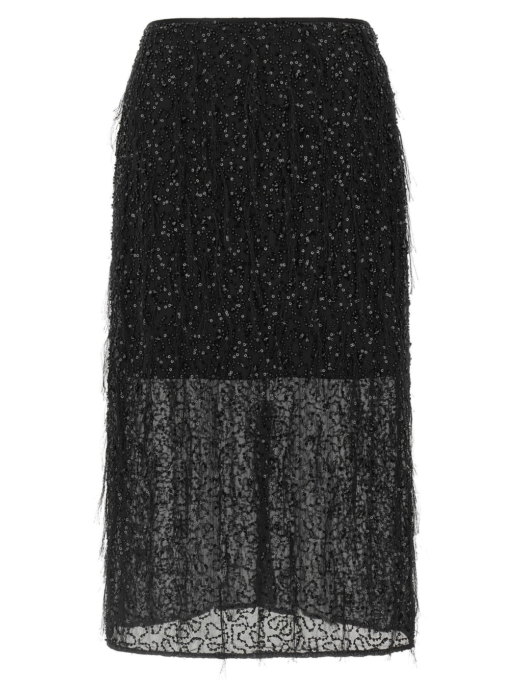 Twin Set Sequin-Embroidered Skirt — Black