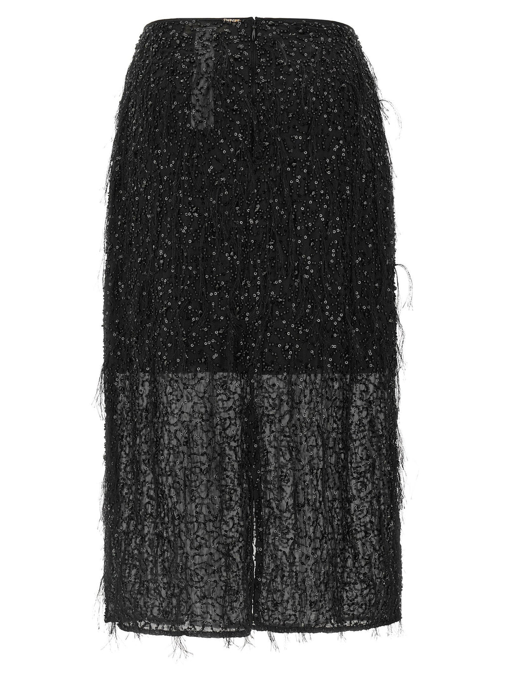 Twin Set Sequin-Embroidered Skirt — Black
