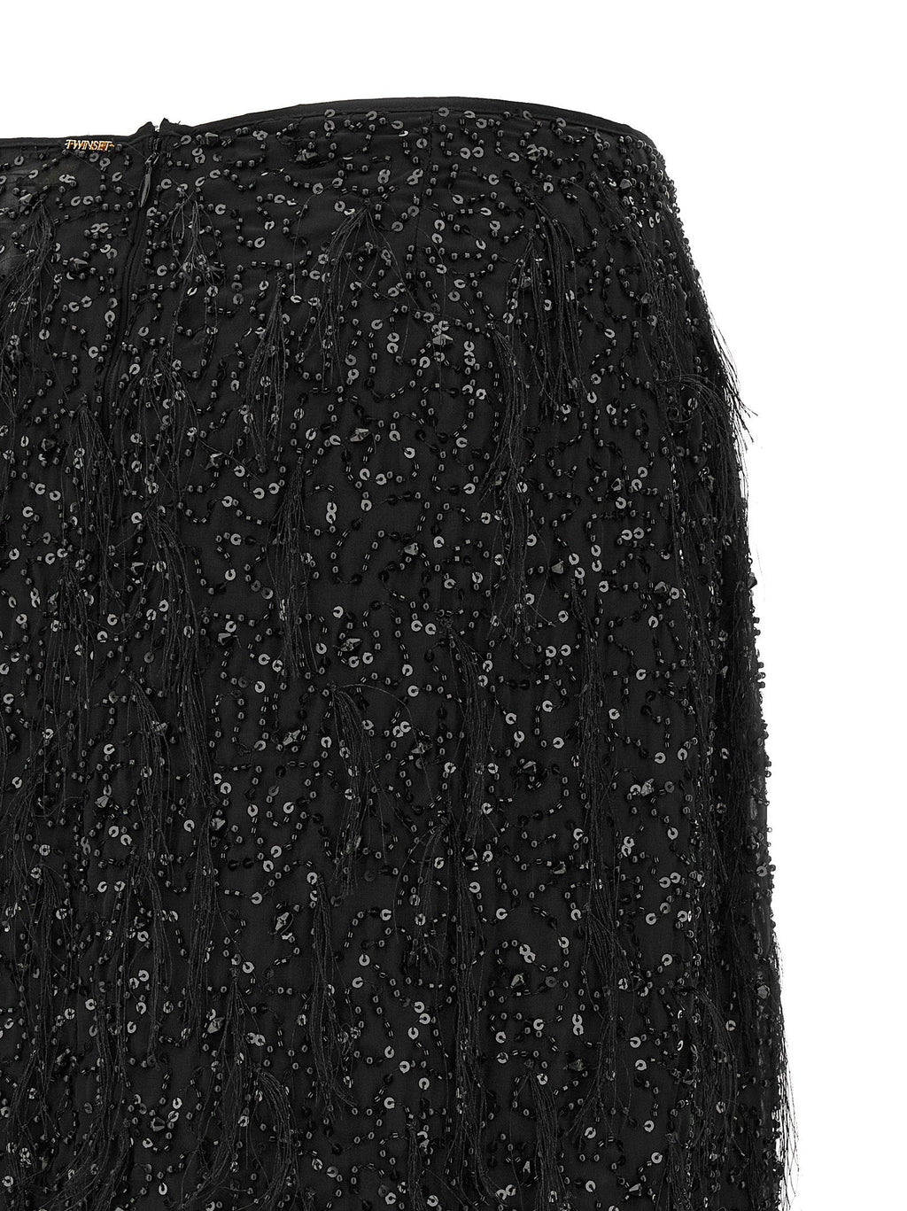Twin Set Sequin-Embroidered Skirt — Black