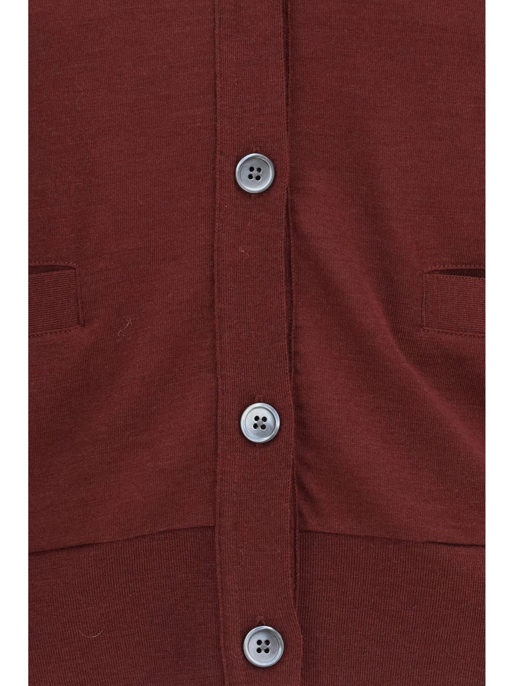 Thom Browne Merino Wool V-Neck Cardigan — Burgundy