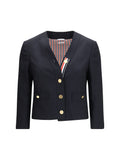Thom Browne Hopsack Cardigan Blazer — Navy