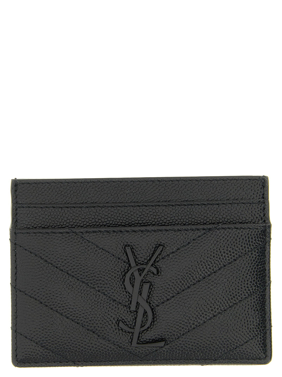 Saint Laurent Matelassé Card Case — Black