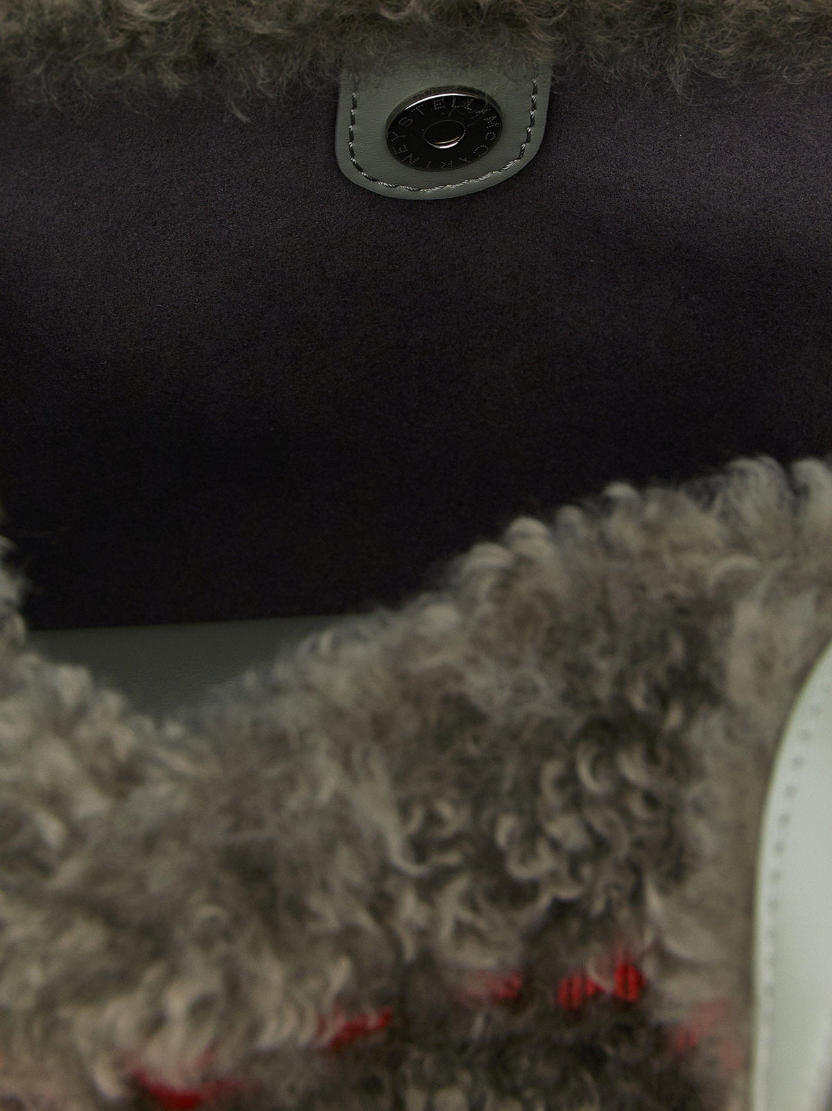 Stella Mccartney Shearling Logo Embroidery Tote Bag — Gray