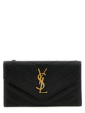 Saint Laurent Chevron Quilted Grained Leather Card Case — Black