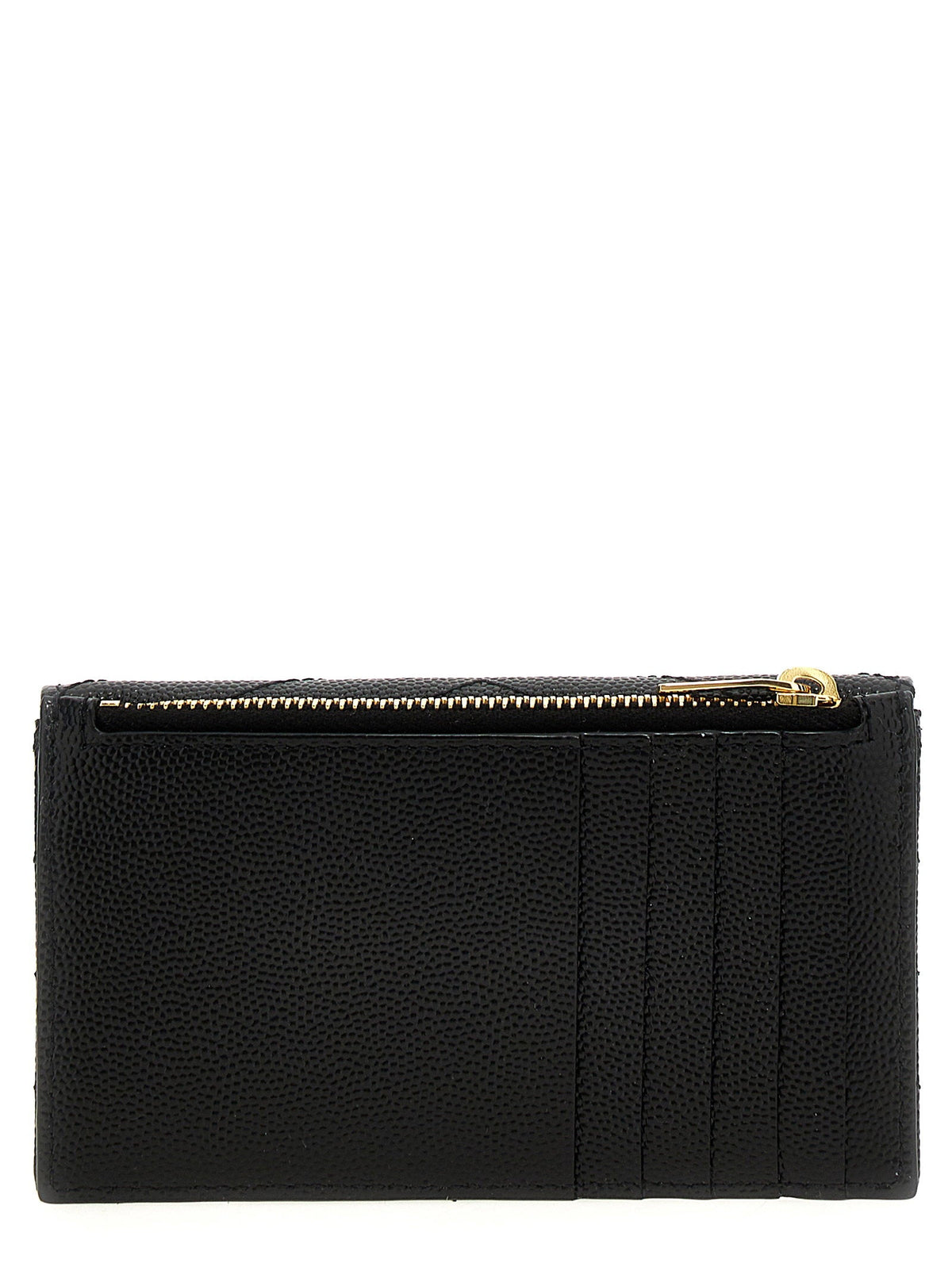 Saint Laurent Chevron Quilted Grained Leather Card Case — Black