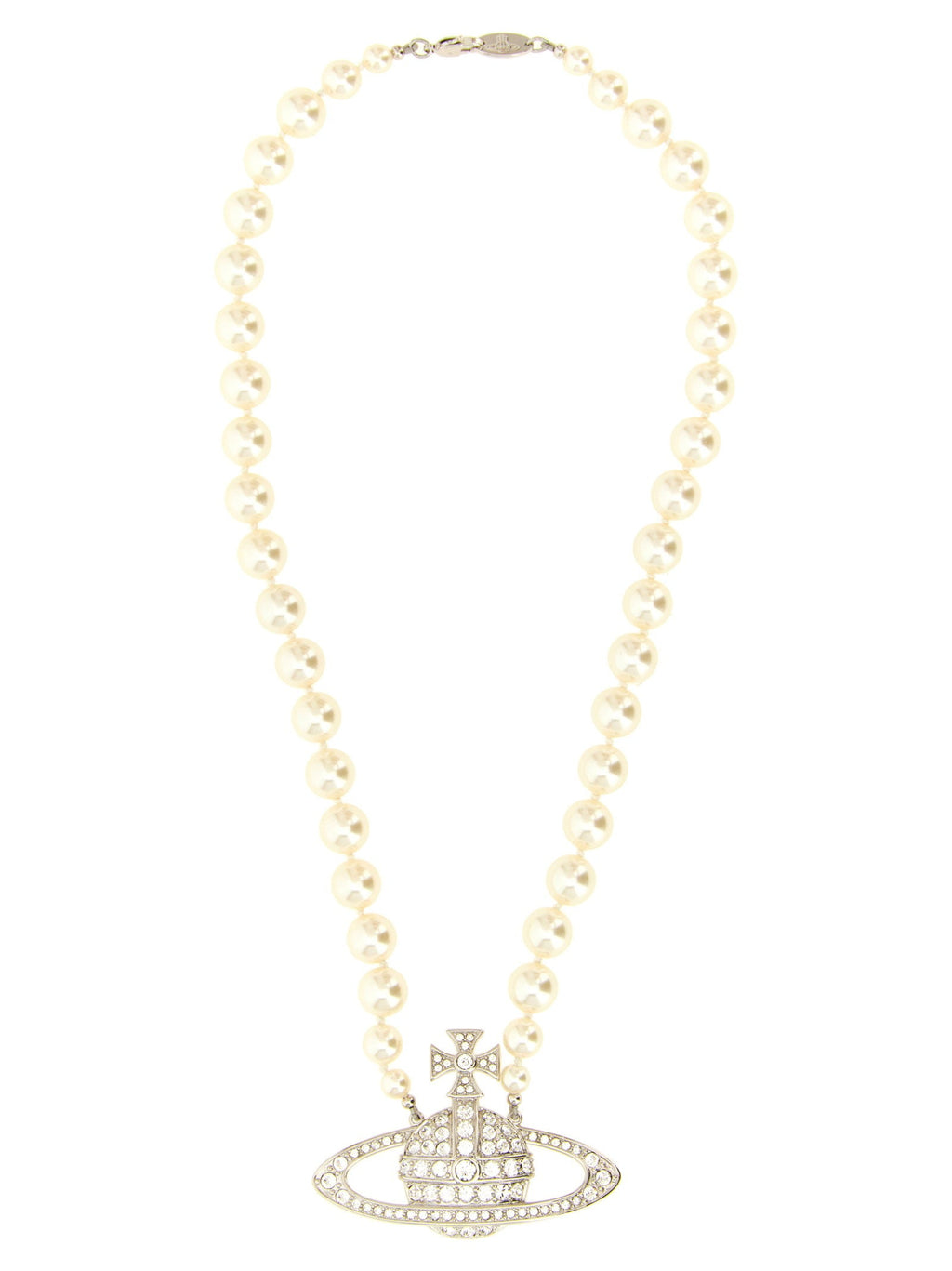 Vivienne Westwood Pearl and Crystal Orb Necklace — White