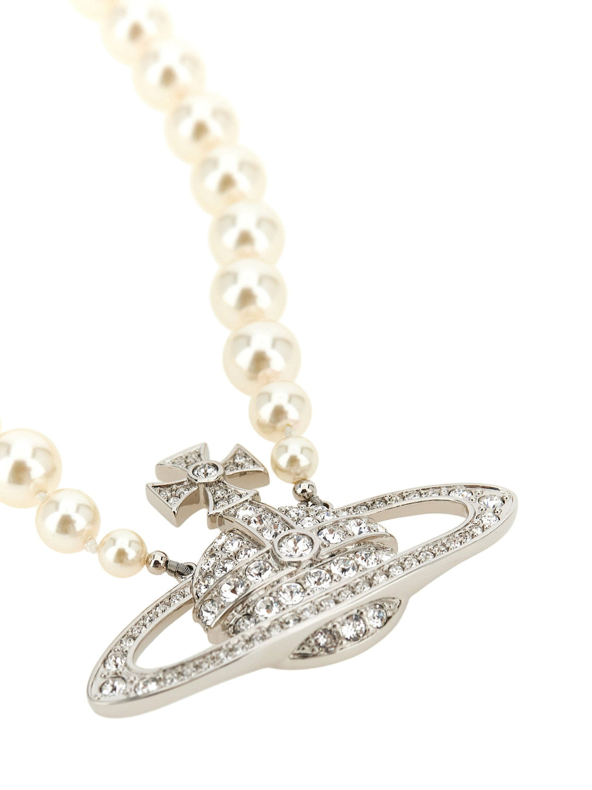 Vivienne Westwood Pearl and Crystal Orb Necklace — White