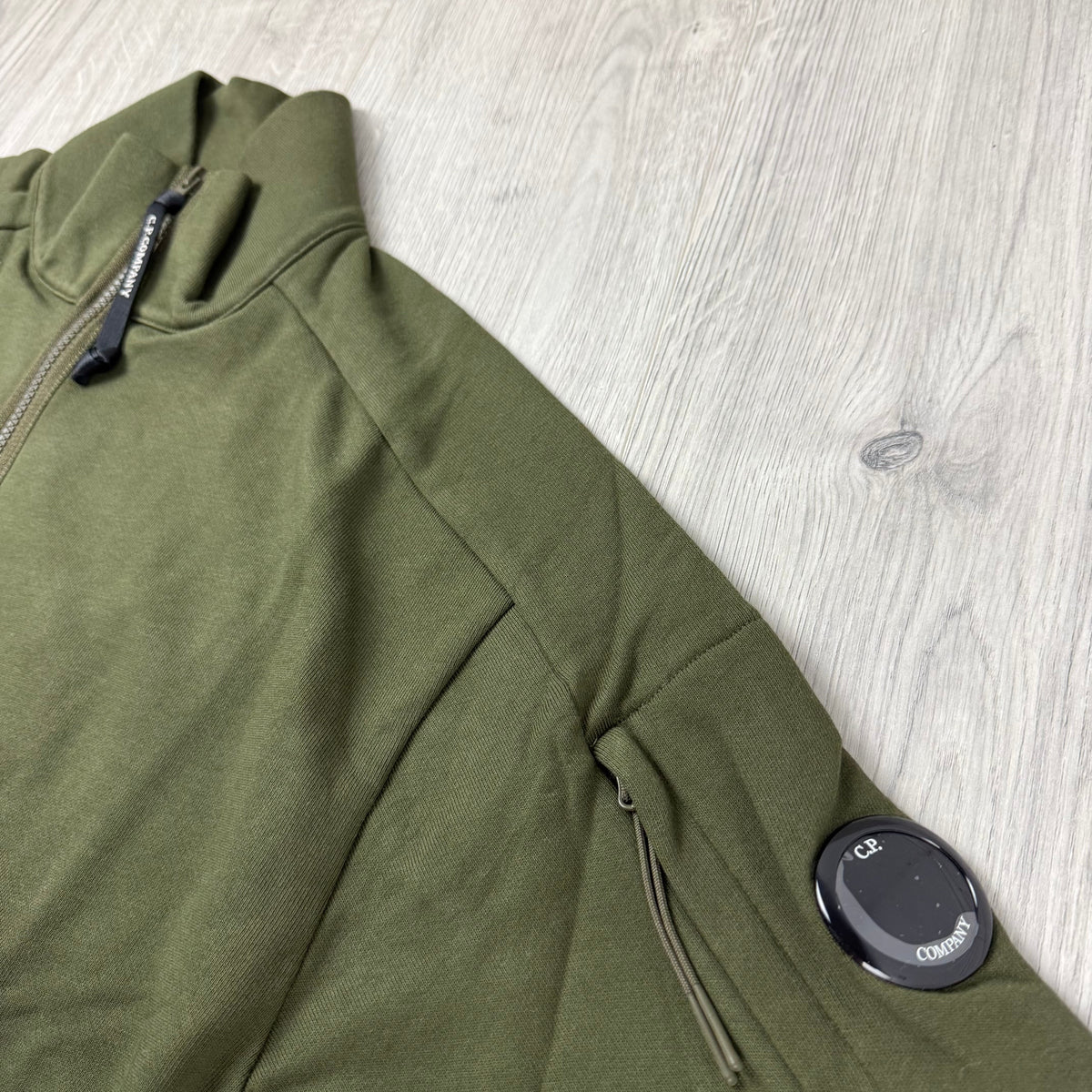 CP Company Raised Fleece Zip Sweatshirt - Ivy Green