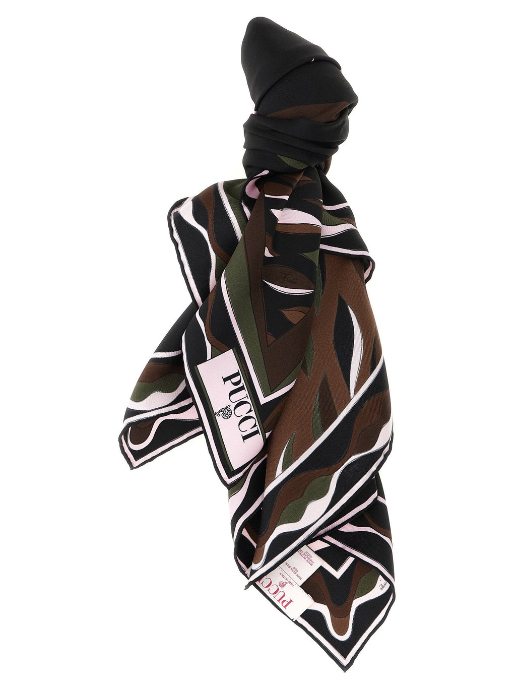 Emilio Pucci Fiamme and Nawaho Print Silk Scarf — Black