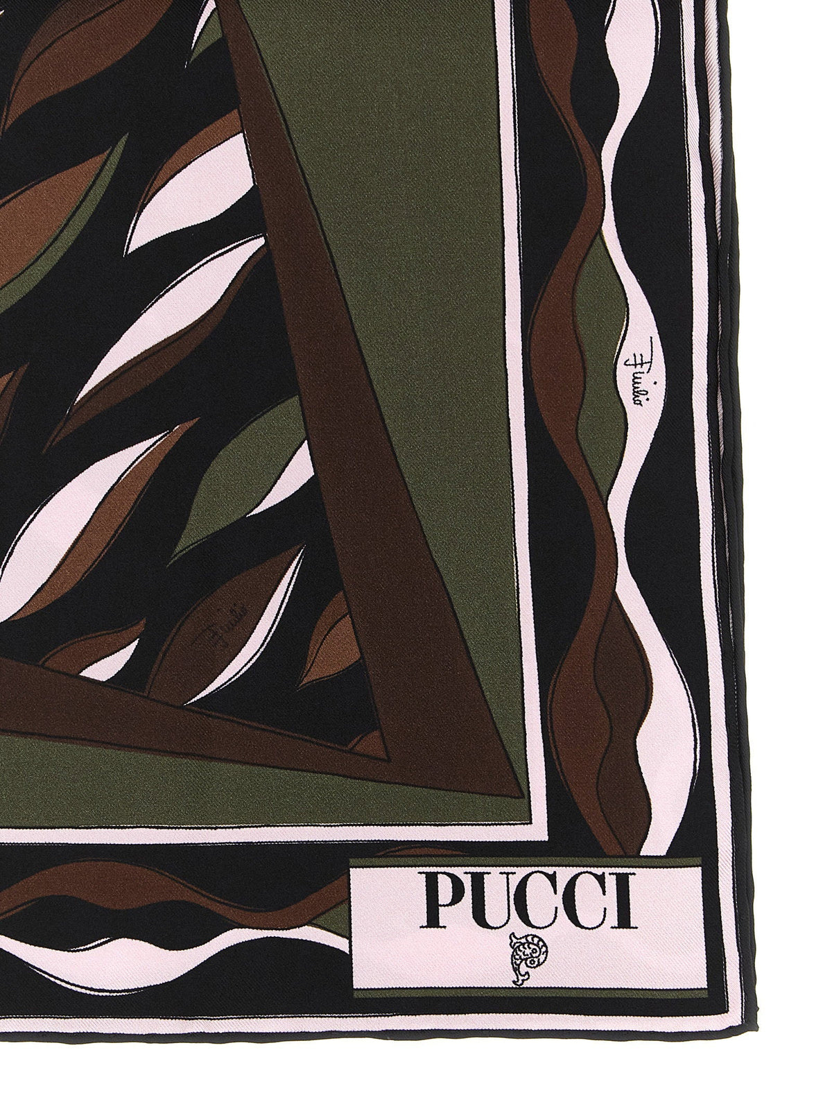 Emilio Pucci Fiamme and Nawaho Print Silk Scarf — Black