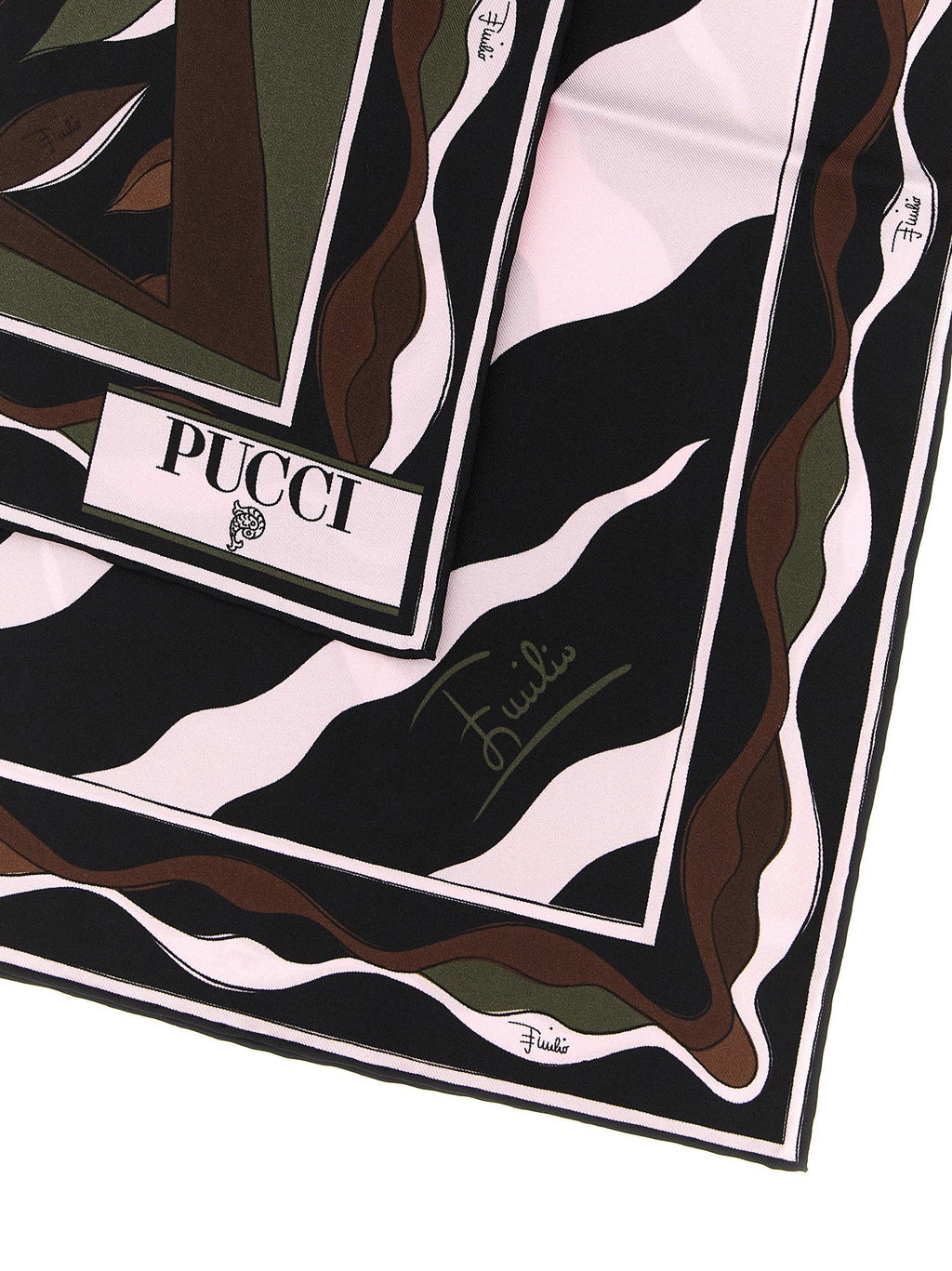 Emilio Pucci Fiamme and Nawaho Print Silk Scarf — Black