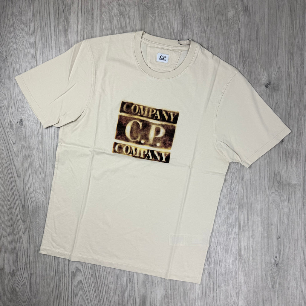 CP Company Faded Logo T-Shirt - Frozen Dew