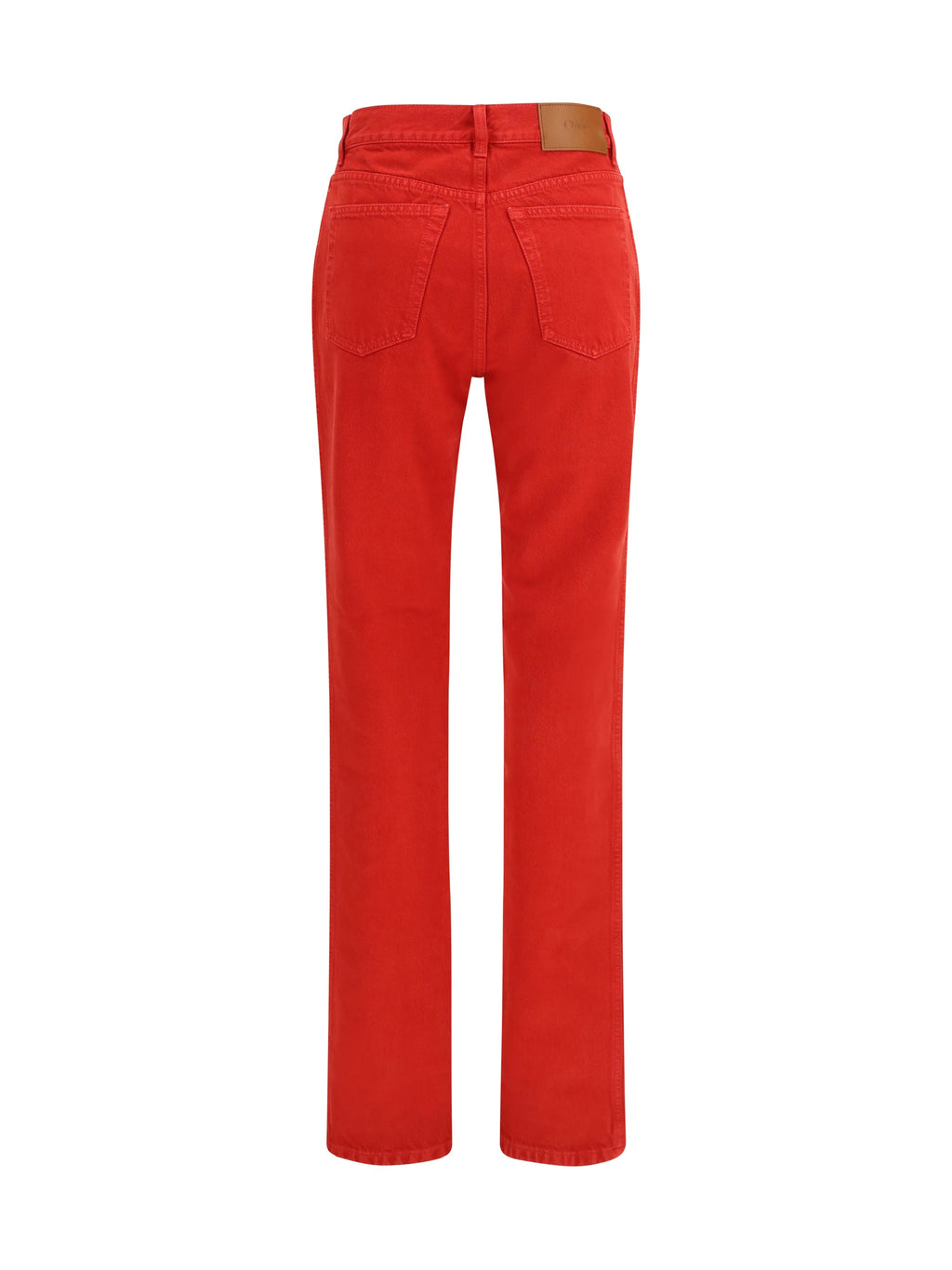 Chloé Cotton Denim Trousers — Red