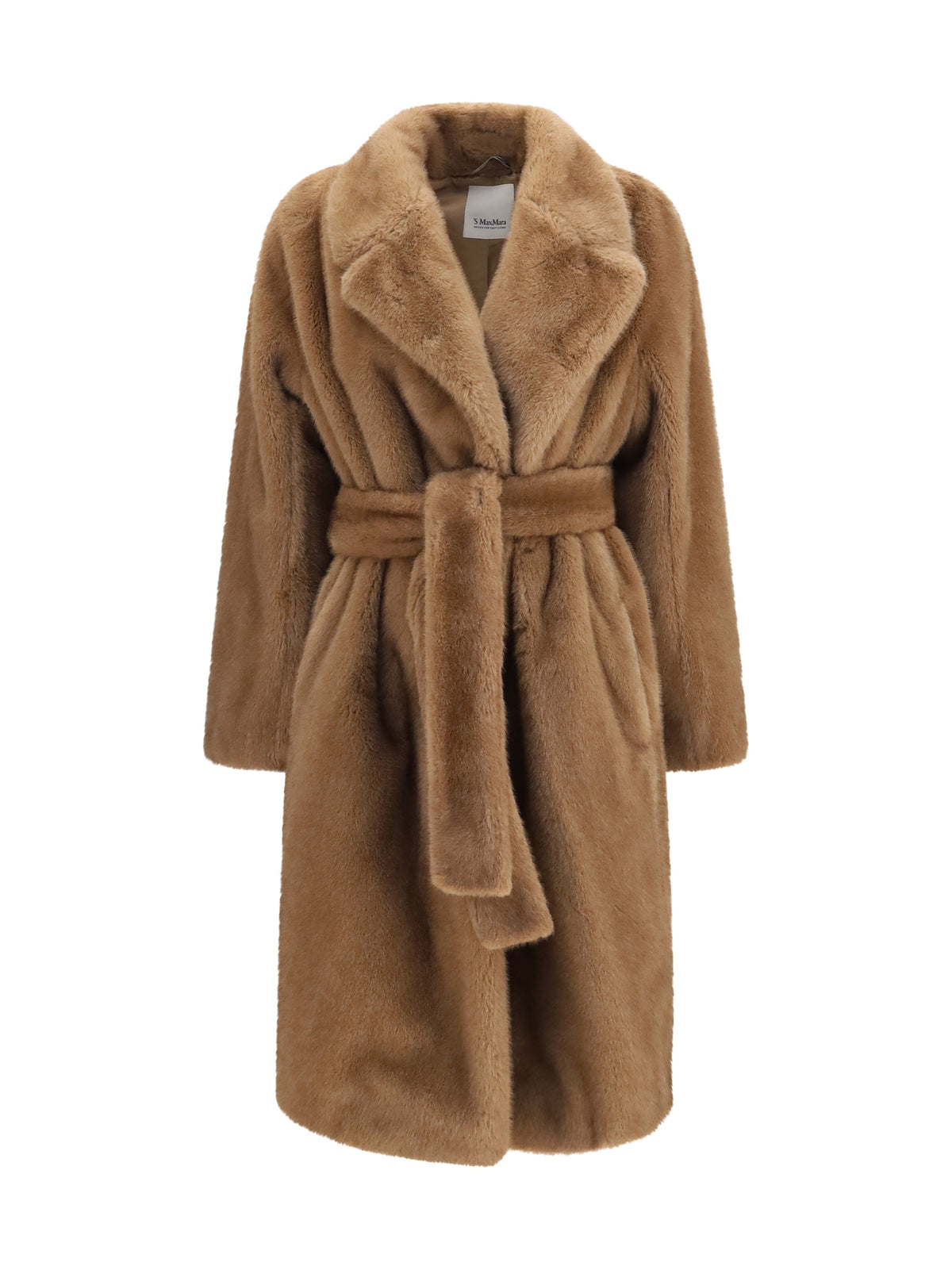 'S Maxmara Faux Fur Coat — Beige