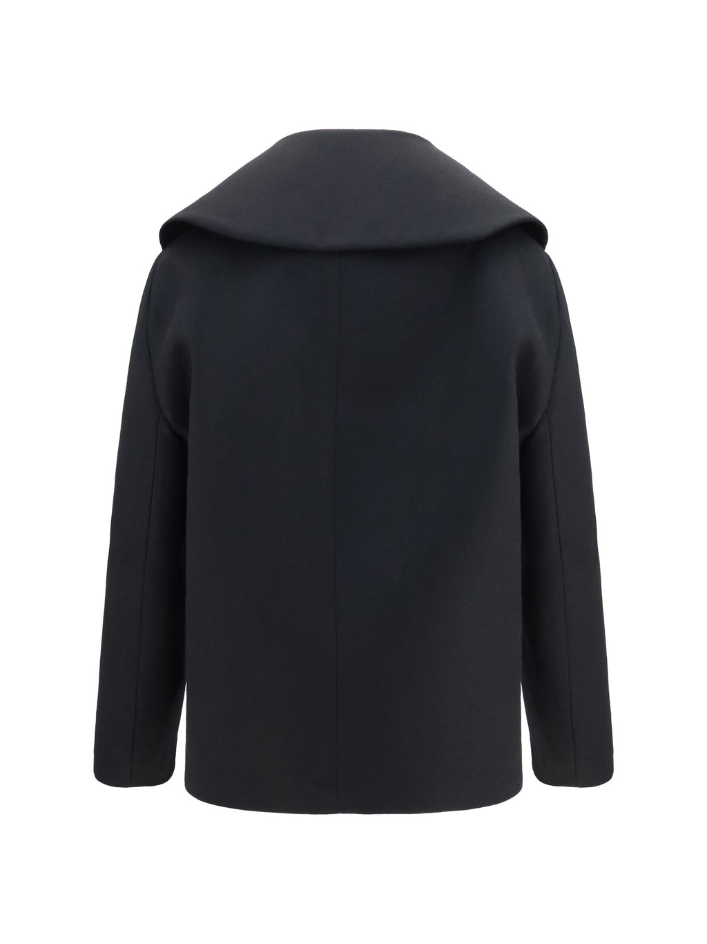 Balenciaga Structured High-Neck Peacoat Coat — Black
