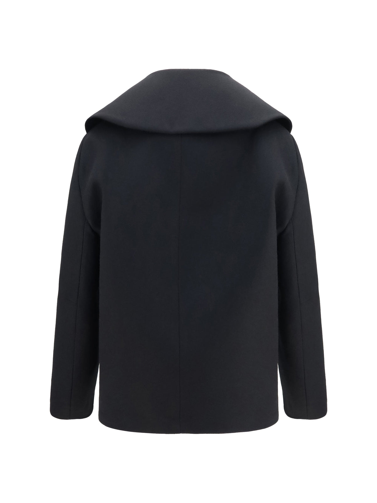 Balenciaga Structured High-Neck Peacoat Coat — Black