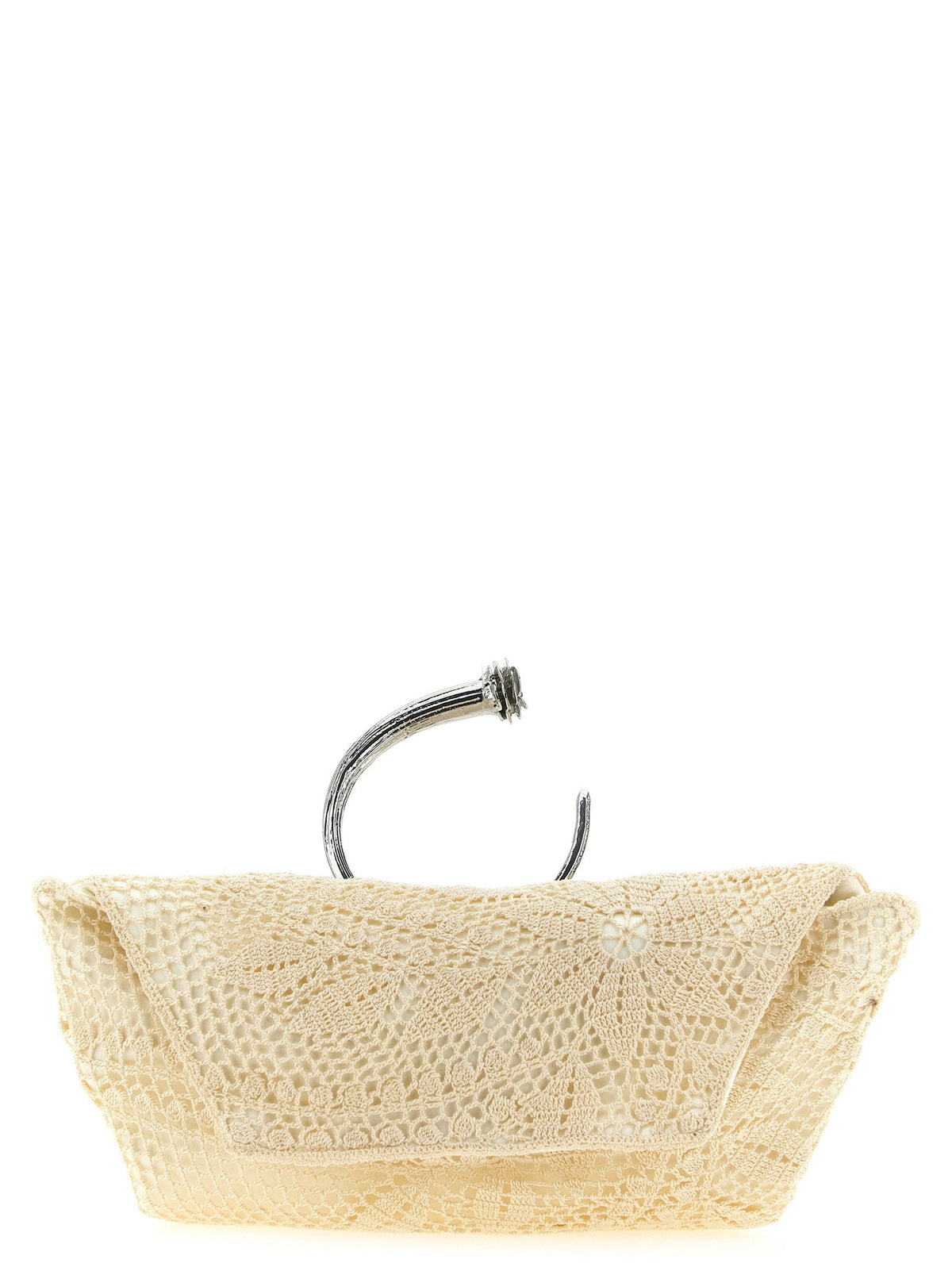Magda Butrym Crochet Floral Clutch — Cream