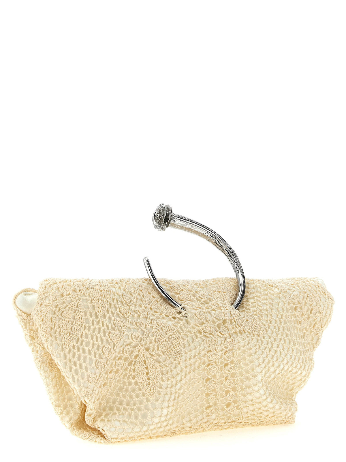 Magda Butrym Crochet Floral Clutch — Cream