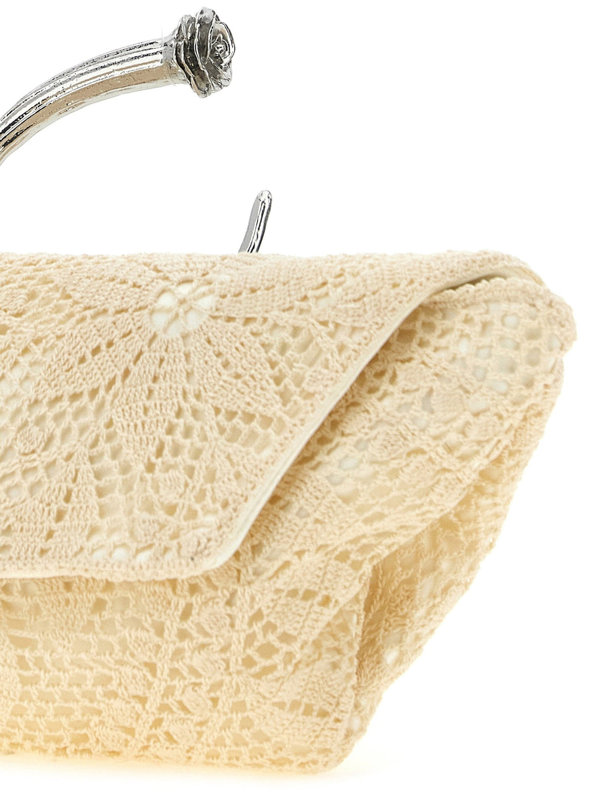 Magda Butrym Crochet Floral Clutch — Cream