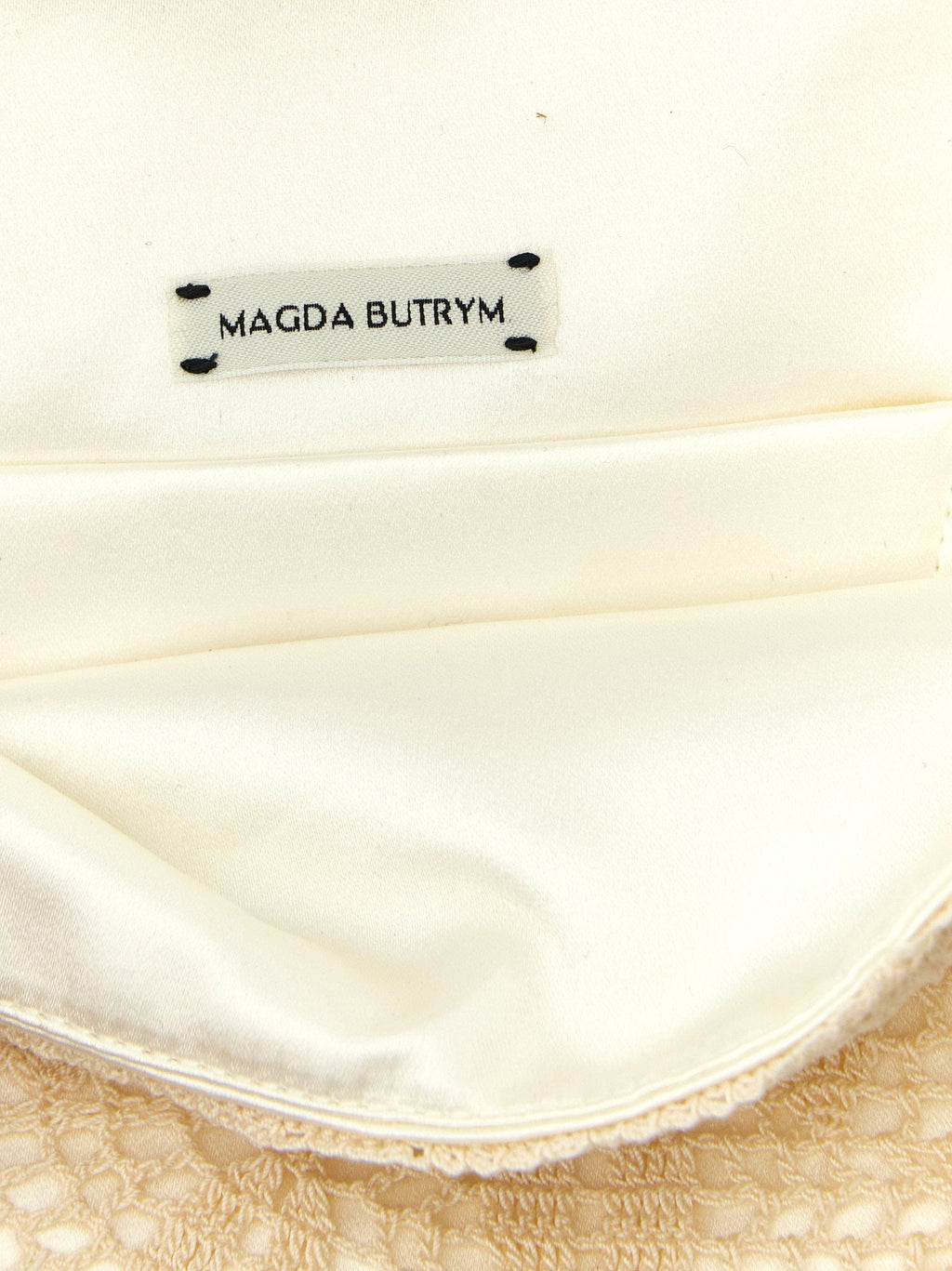 Magda Butrym Crochet Floral Clutch — Cream