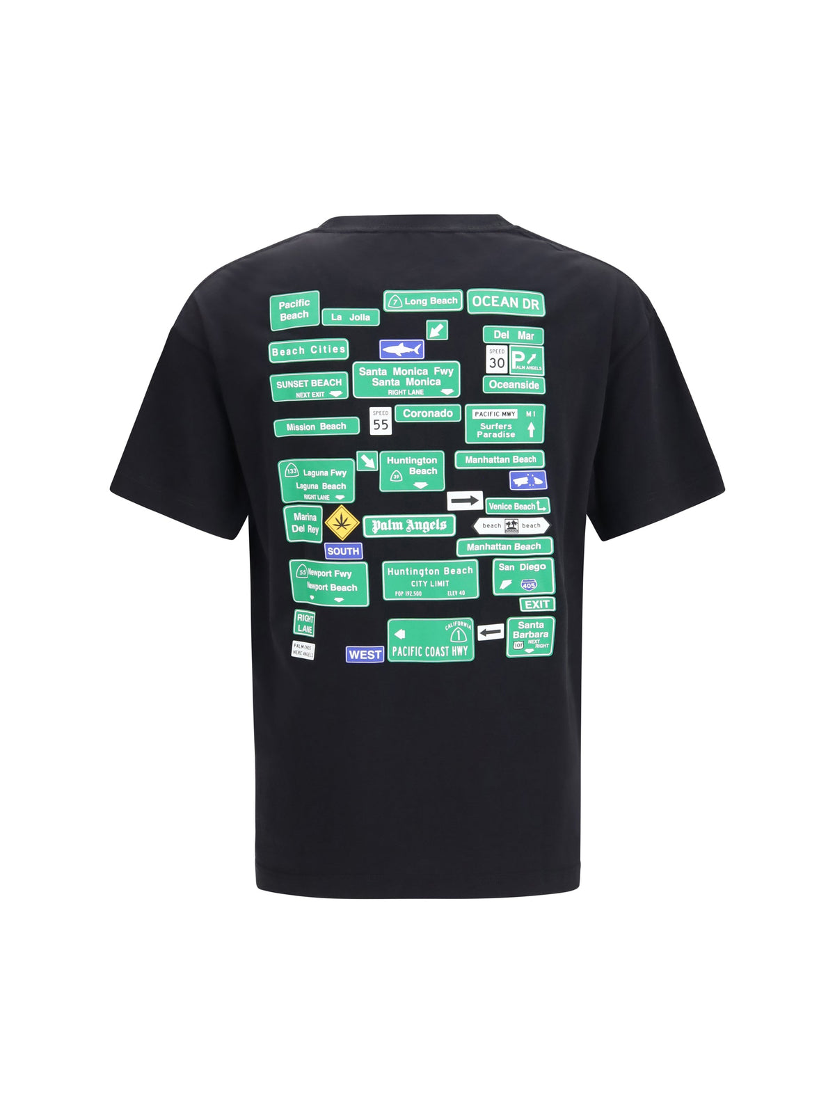 Palm Angels Street Signals Graphic Print T-Shirt — Black