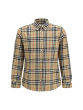 Burberry Check Cotton Shirt — Beige