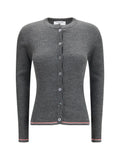 Thom Browne Ribbed Merino Wool Cardigan — Grey