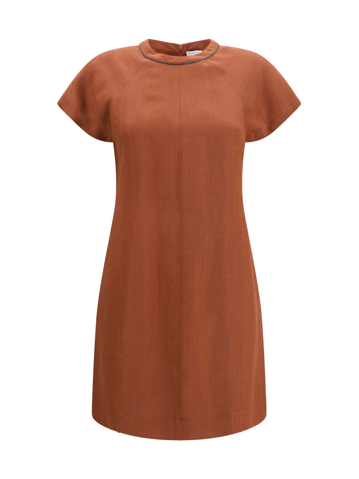 Brunello Cucinelli Monili Chain-Detailed Midi Dress — Orange