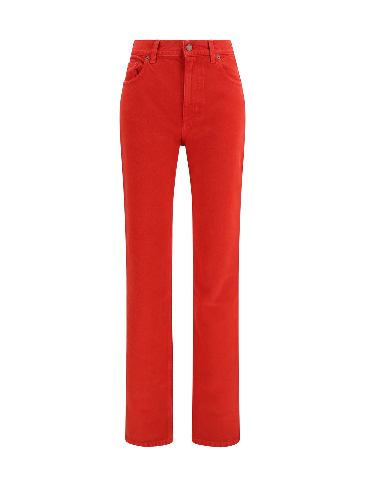 Chloé Cotton Denim Trousers — Red