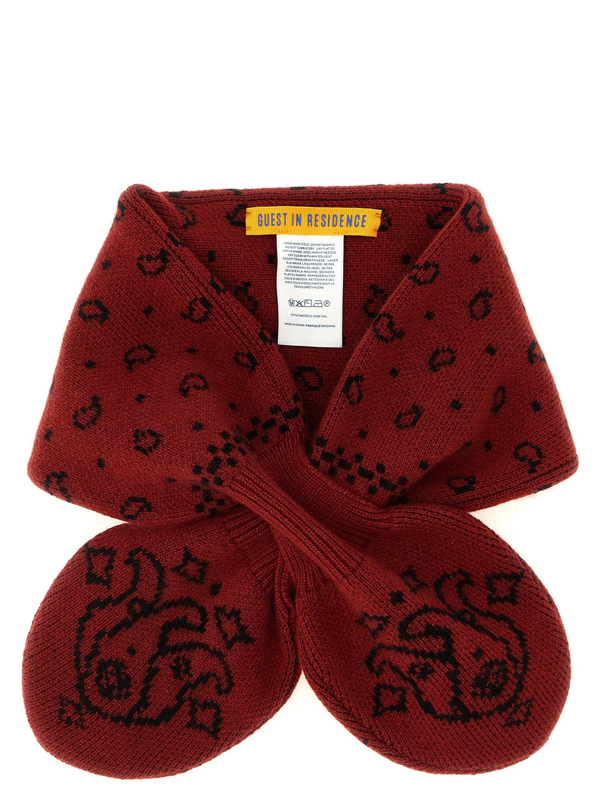Guest In Residence Wool-Cashmere Jacquard Scarf — Carmine